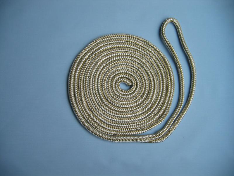 3/4" X 70' NYLON DOUBLE BRAID SPRING LINE - GOLD & WHITE - Click Image to Close